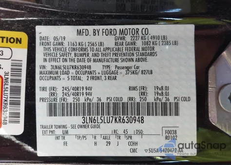 2019 Lincoln Mkz Hybrid Reserve I from USA, damaged, VIN 3LN6L5LU7KR630948